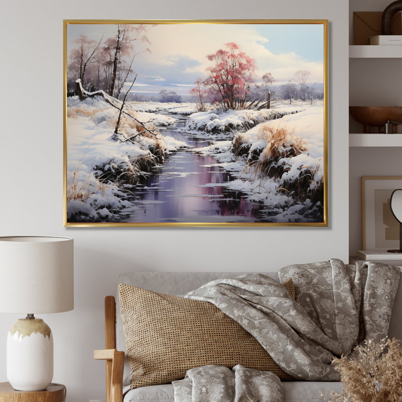 «Winter Reverie Landscape II - Landscape», reproduction sur toile, H 24 po x l 32 po x P 1 po, Cadre flottant doré
