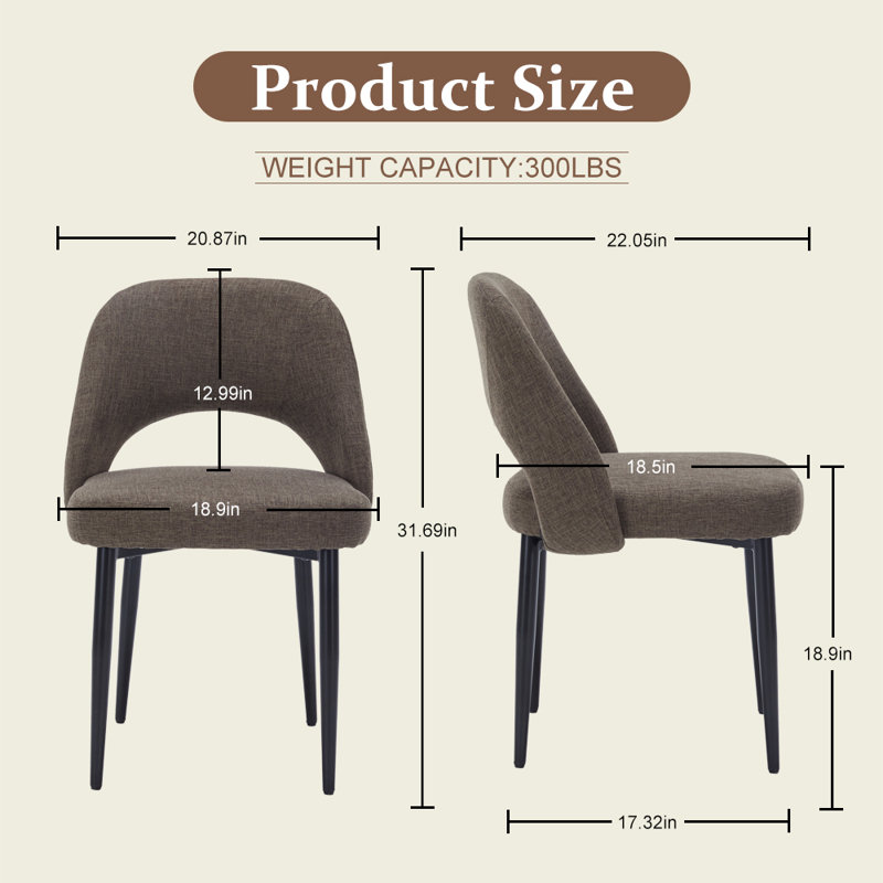 Modern Upholstered Dining Chair (Set of 4, BROWN), Brown