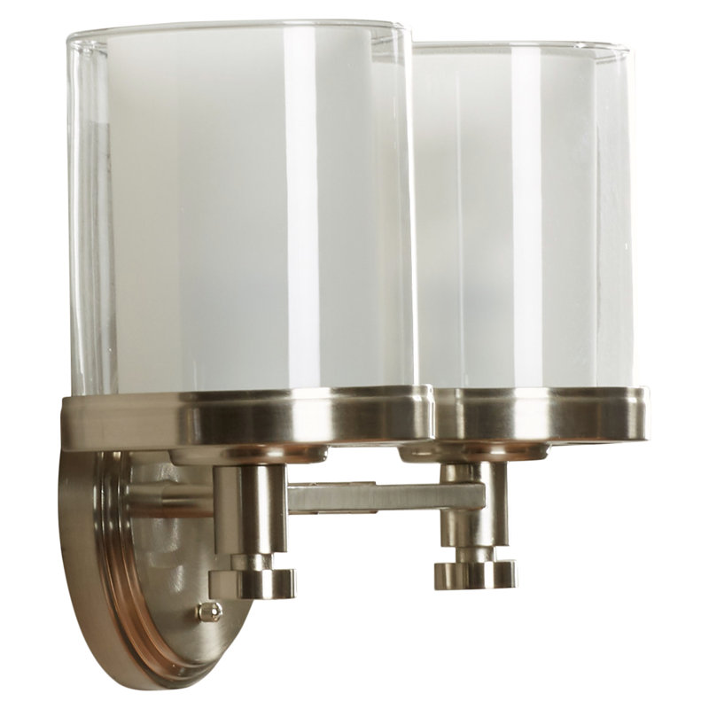 Tussey 2 - Light Dimmable Vanity Light, Brushed Nickel/Clear Outer with Frosted Inner