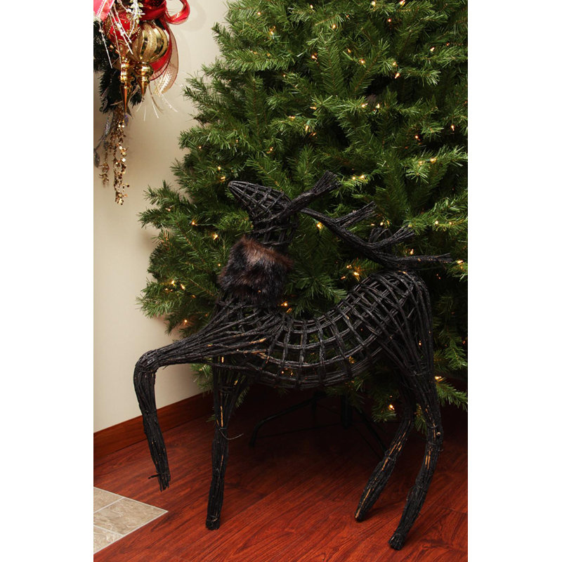 Figurine de Noël renne 3 pi noir scintillant