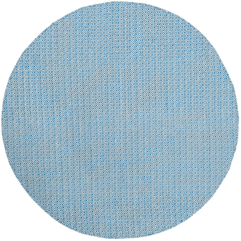 Absalat Hand Woven Cotton Geometric Rug, Round 6'