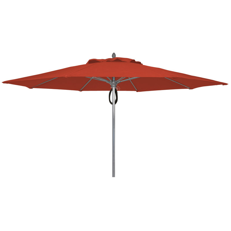Parasol de marché 11 'Prestige, Aluminium brillant, Sunbrella® terre cuite
