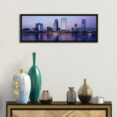 Skyscrapers panoramique sur le waterfront, rivière st. john, jacksonville, floride, reproduction de photo sur toile