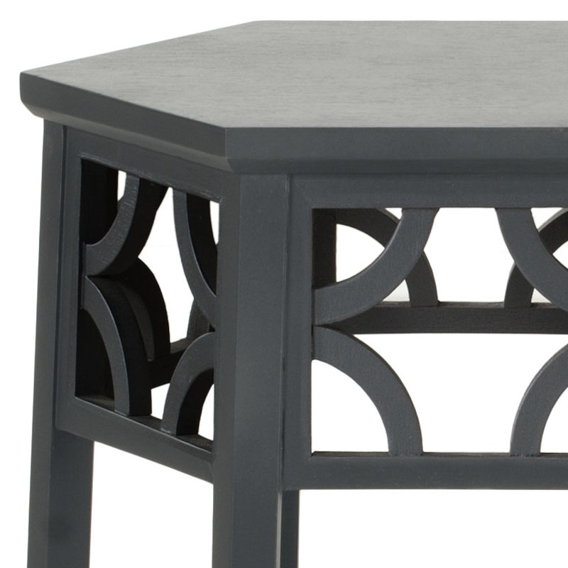 Katalina Solid Wood Abstract End Table, Charcoal Grey