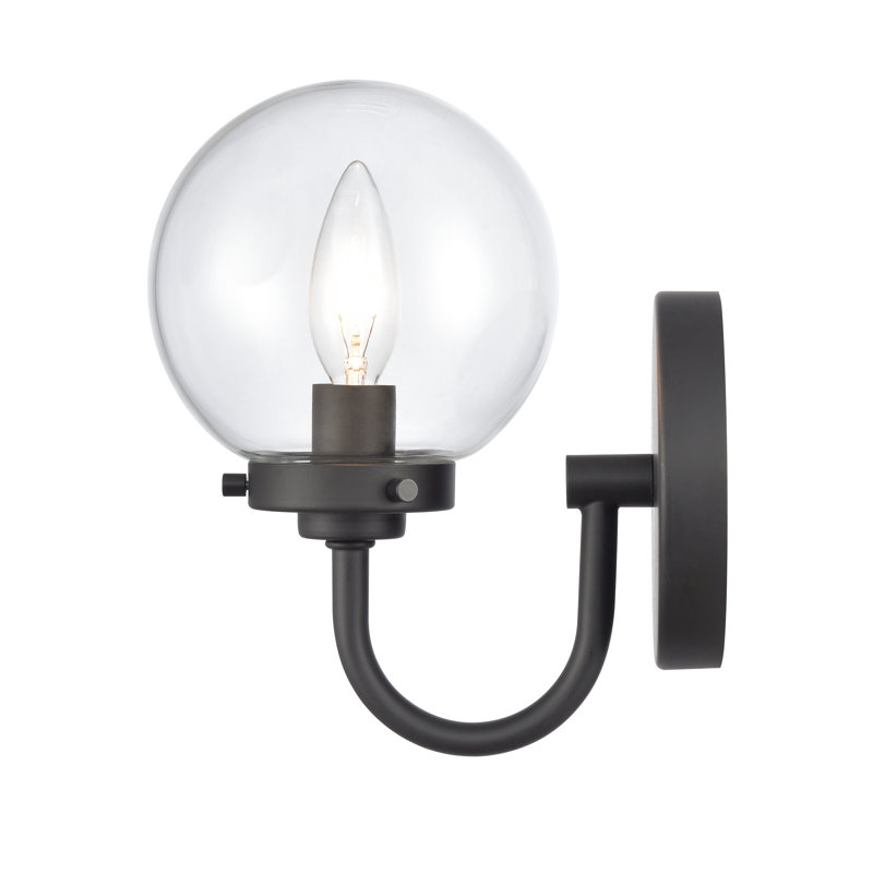 Applique murale 1 lumière de 8,5 po de hauteur Fairbanks - noir mat avec transparent, Noir mat / transparent