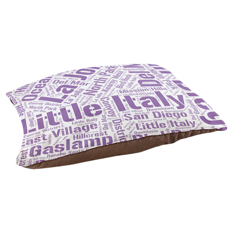 Coussin de chien « districts », Grand (l 40 po x P 30 po x H 14 po), Mauve, San Diego
