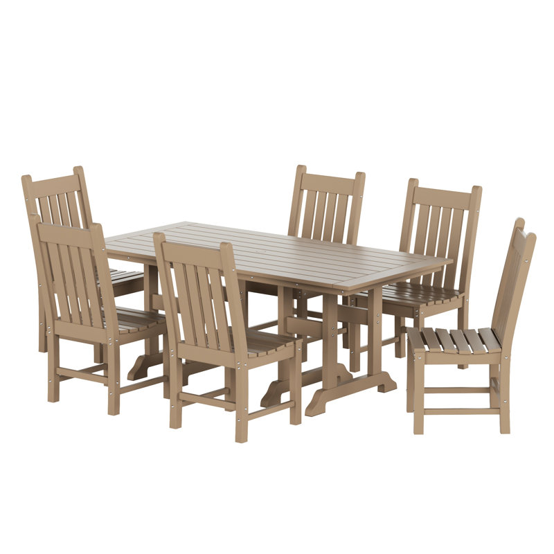 Ensemble de salle à manger rectangulaire pour 6 personnes 71 po Laguna, Bois patiné