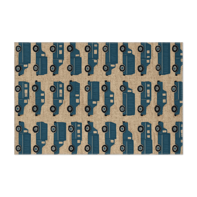 Transportation Brown Indoor and Outdoor Area Rug, Rectangle 4' x 6'
