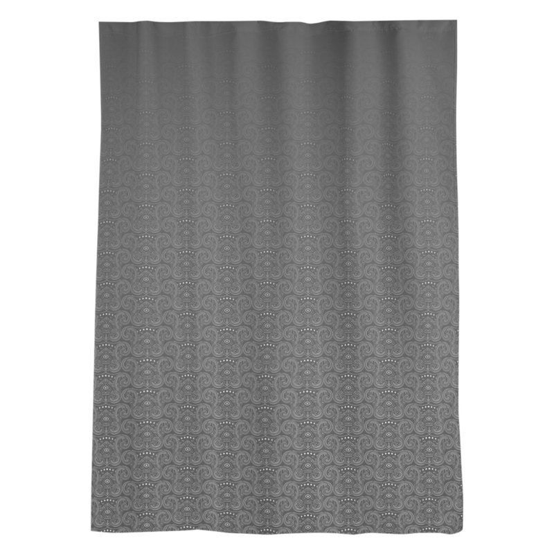 Panneau de rideau simple avec passe-tringle ikat, Noir clair