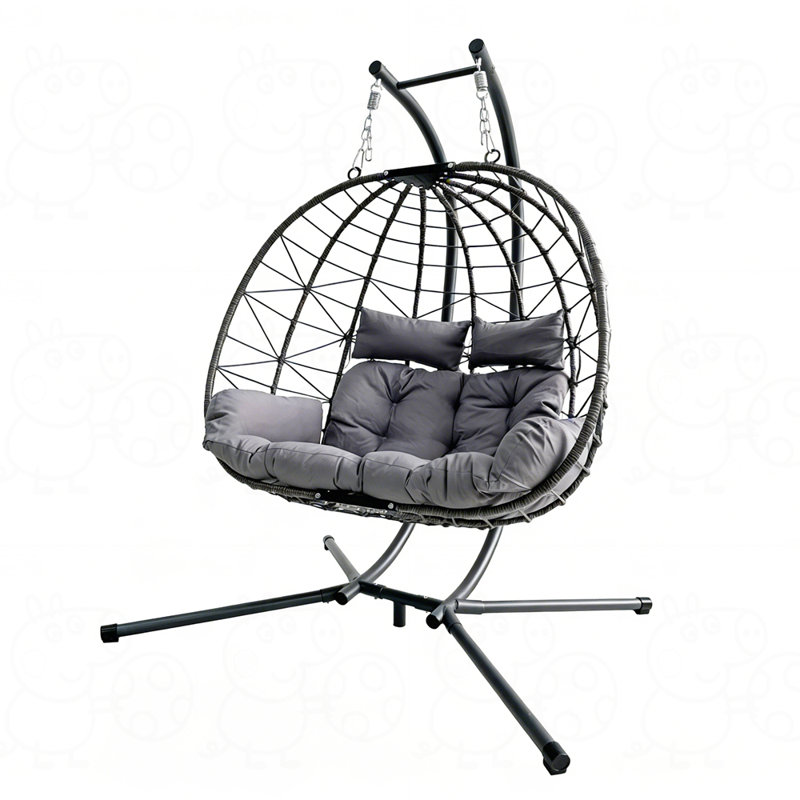 Fauteuil double suspendu avec support, Gris