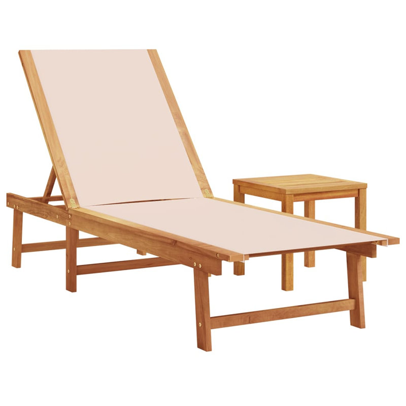 Rosemarie 200cm Long Acacia Single Chaise, Cream