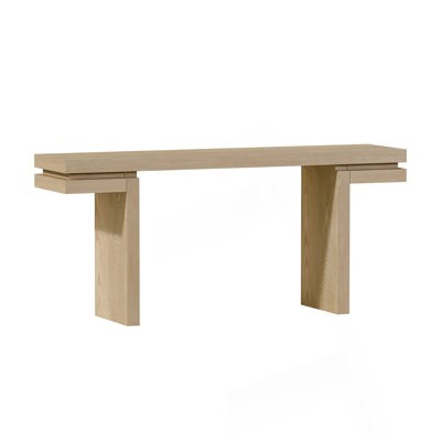 66-Inch Extra Wide Real Wood Veneer Console Table With Minimalist Design And Smart Storage