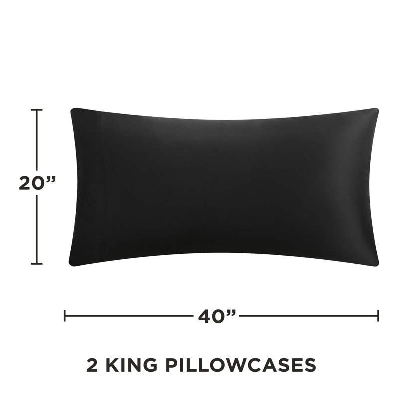 Juicy Couture Premium Silky Satin Sheet Sets, Black, King Sheet Set with 2 Pillowcases