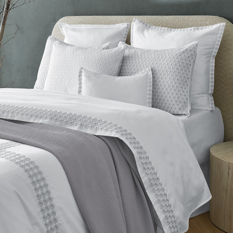 Angele Duvet Cover, White/Silver, Boudoir Shams