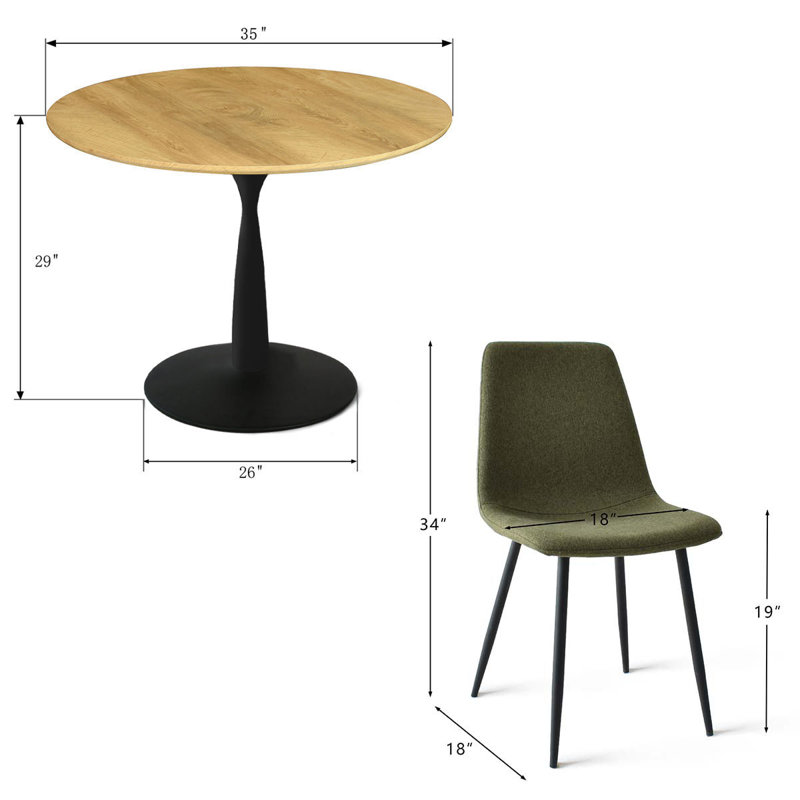 Ensemble de salle à manger 4 personnes avec table basse l 35 po Bassey, Vert, Noir