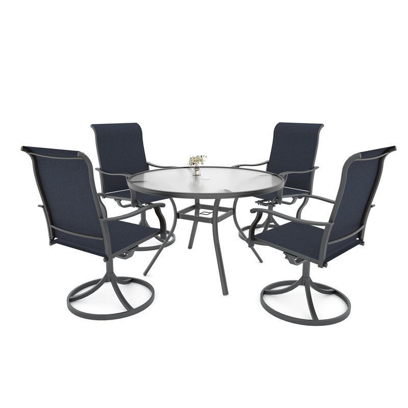4 - Person 40" Round Patio Dining Set, Navy