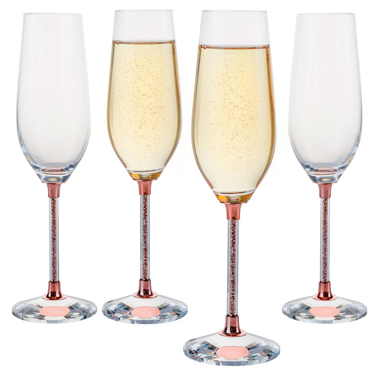 MyGift 8 oz Premium Quality Flutes with Rose Gold Metal Hammered Design,  Champagne Glass Set, Stemme…See more MyGift 8 oz Premium Quality Flutes  with