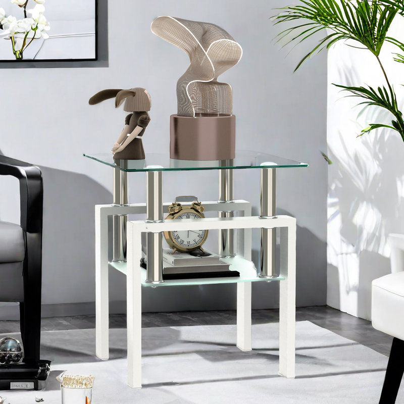 Table de bout Kasie, Blanc, Transparent