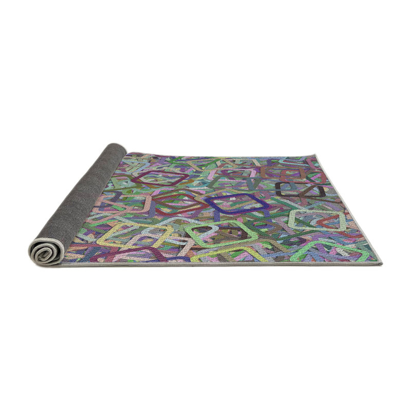 Tapis à motif géométrique vert, Rond 6 pi