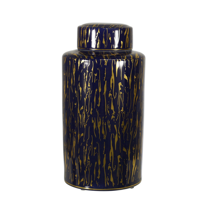 Avec fermeture de couvercle et motif de lignes abstraites, or, H 15,75 po x l 7,87 po x P 7,87 po