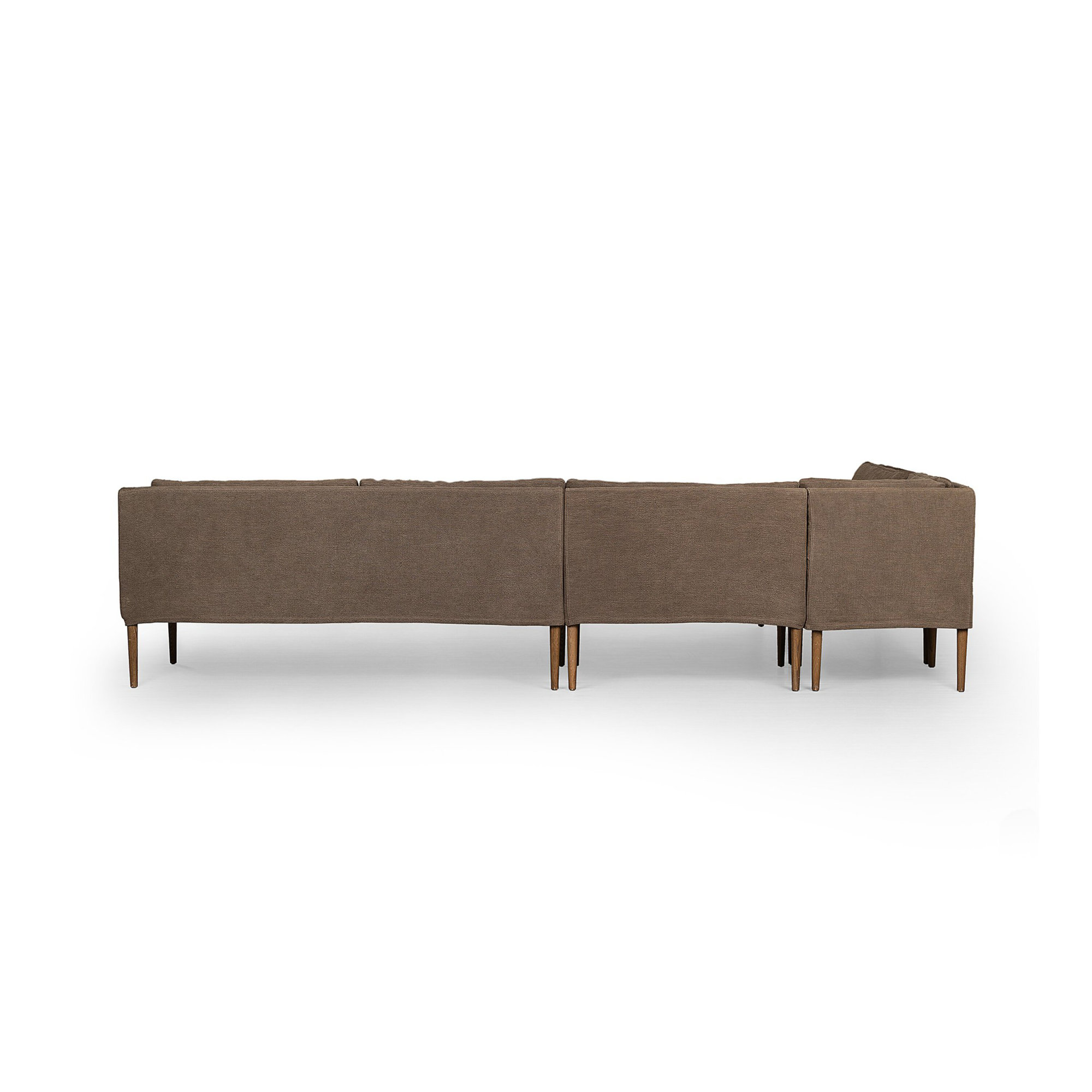 Aurelia Dining Banquette, Left Hand Facing, Broadway Coffee Linen, 34.5" H x 137.5" W x 76" D
