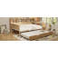 Lit de jour double en bois avec tablettes de rangement