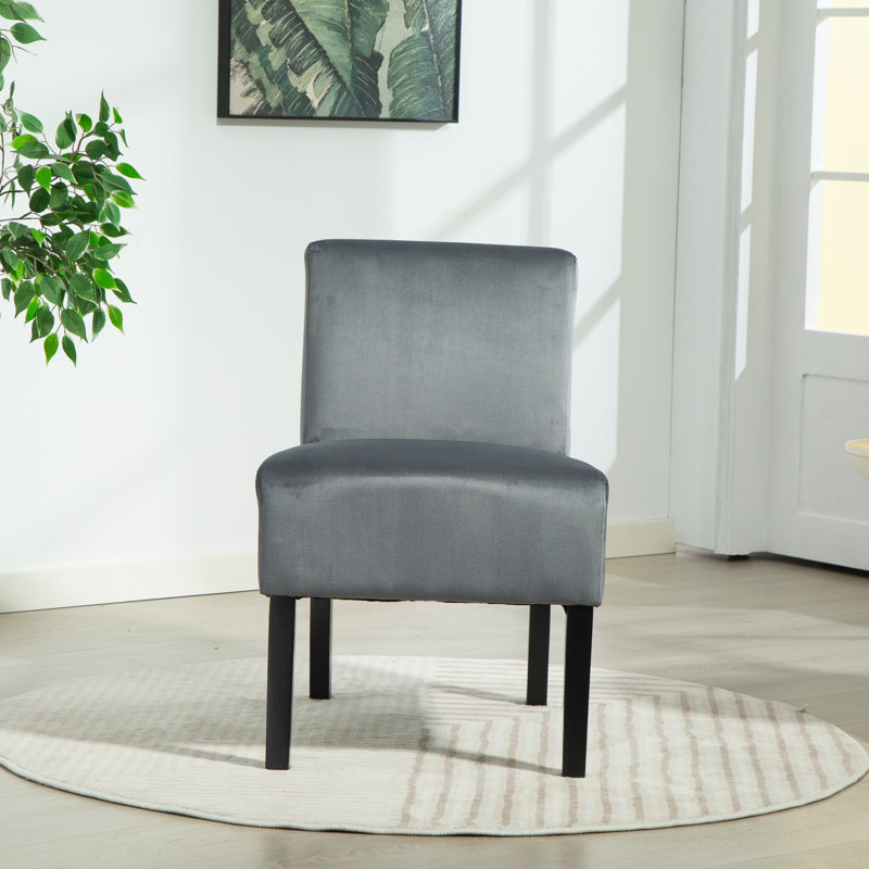 Valina Velvet Fabric Armless Accent Chair, Grey