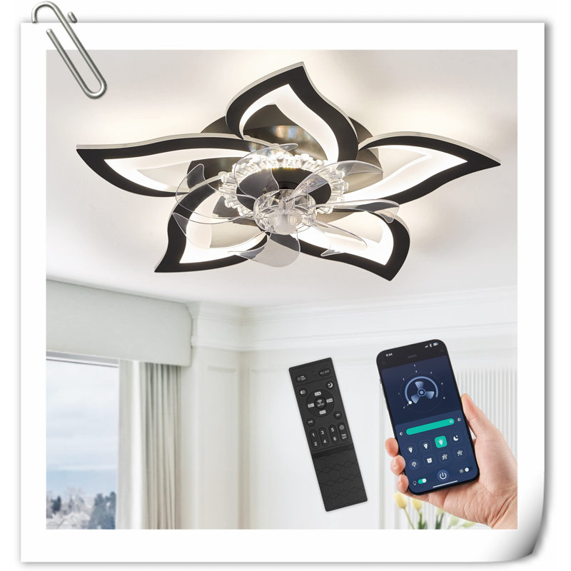 Myhrren Ceiling Fan with LED Lights, Black