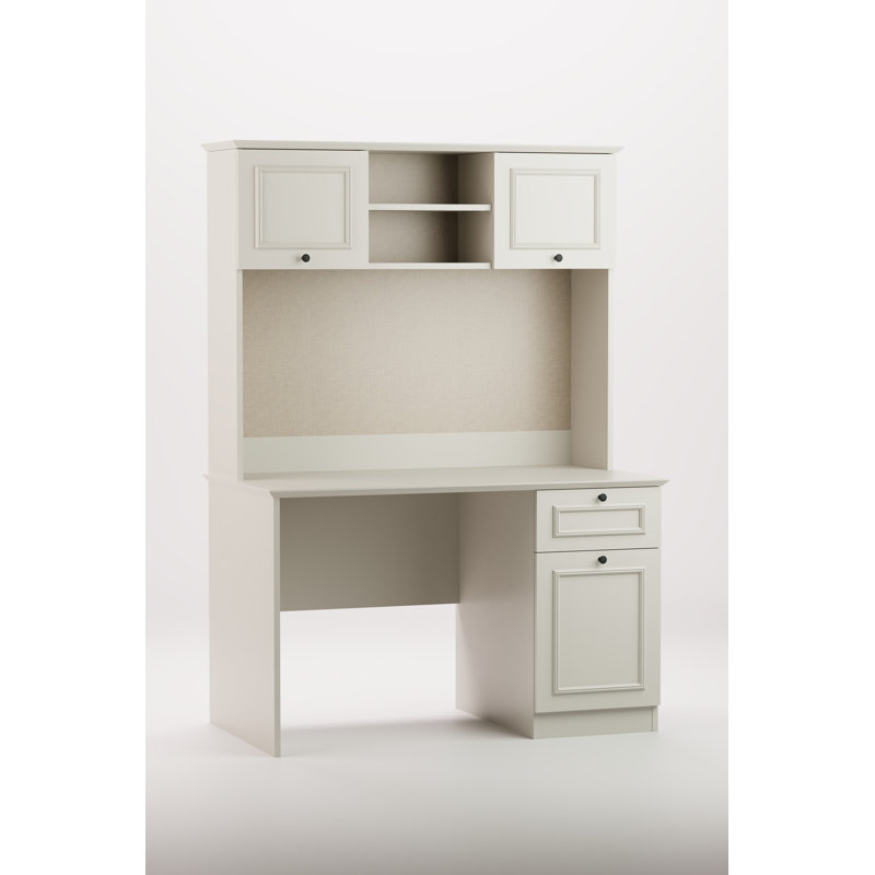 Bureau d'écriture avec huche et tablettes, crème