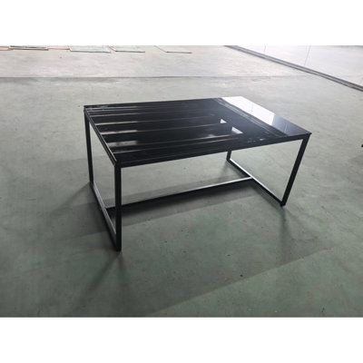 Black Glass Coffee Table with Metal Legs