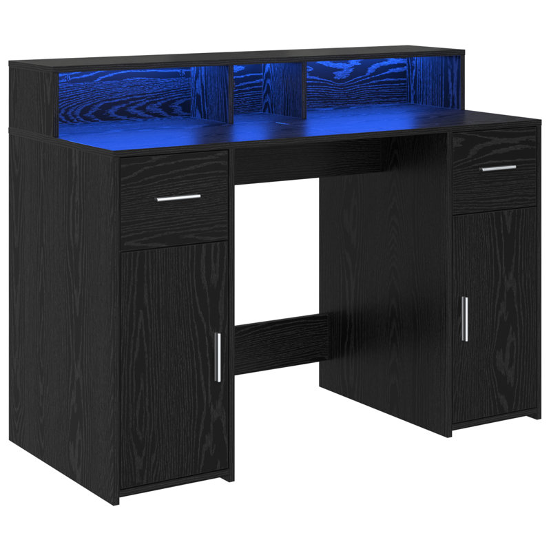 Desk Black Oak 55x91 Cm Engineered Wood, 91cm H x 120cm W x 55cm D