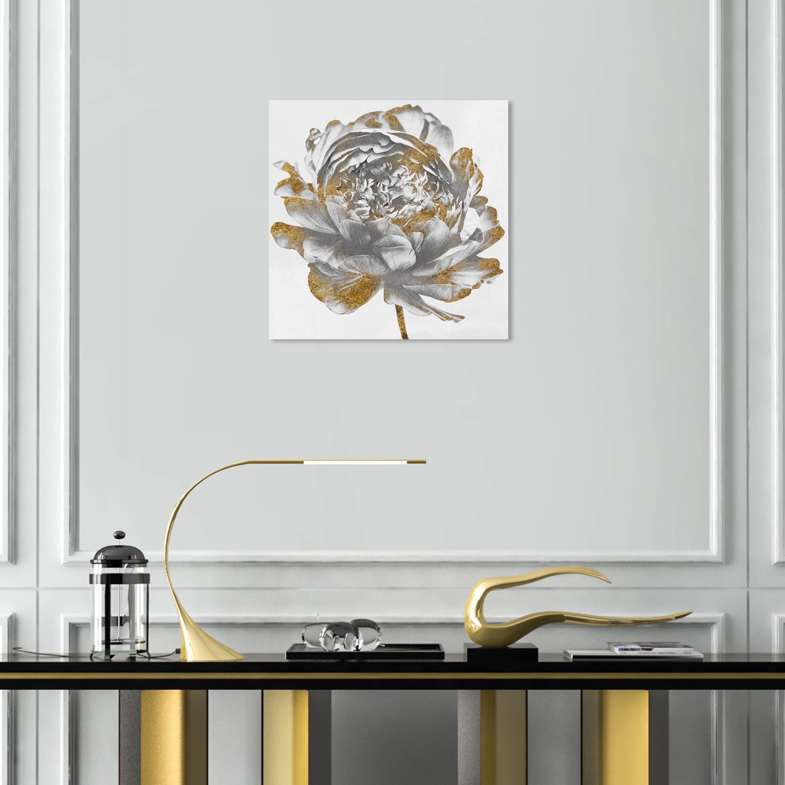 Oliver Gal Camellia Platinum On Canvas Print | Wayfair