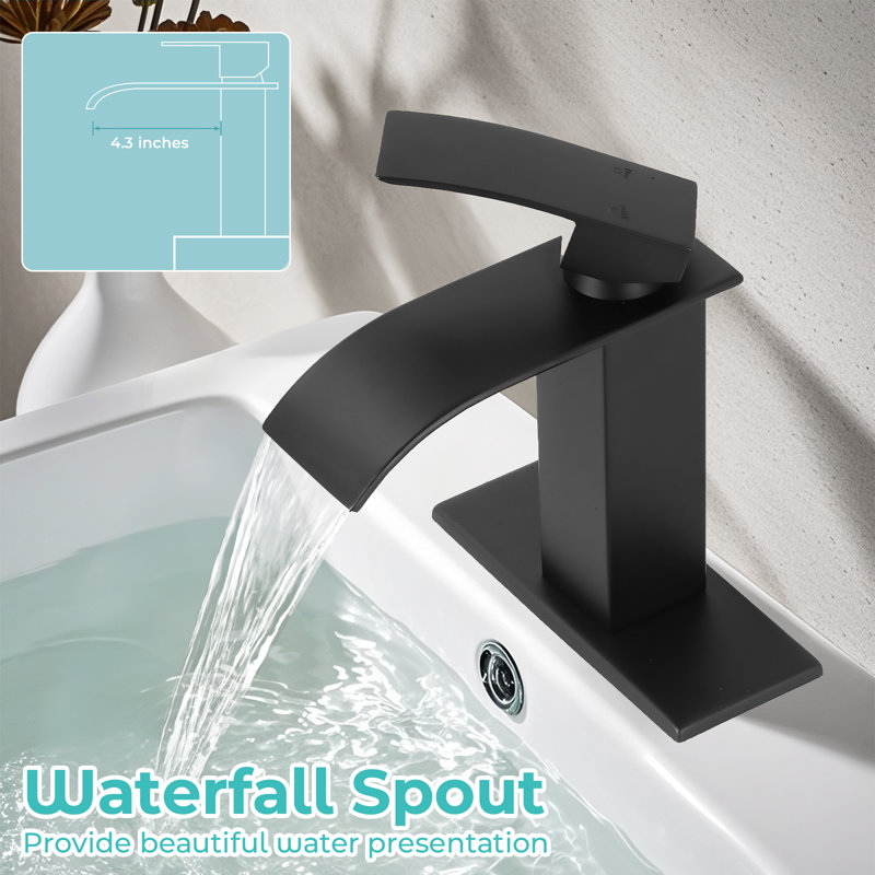 Freestanding Single-handle Bathroom Faucet with Drain Assembly, Matte Black
