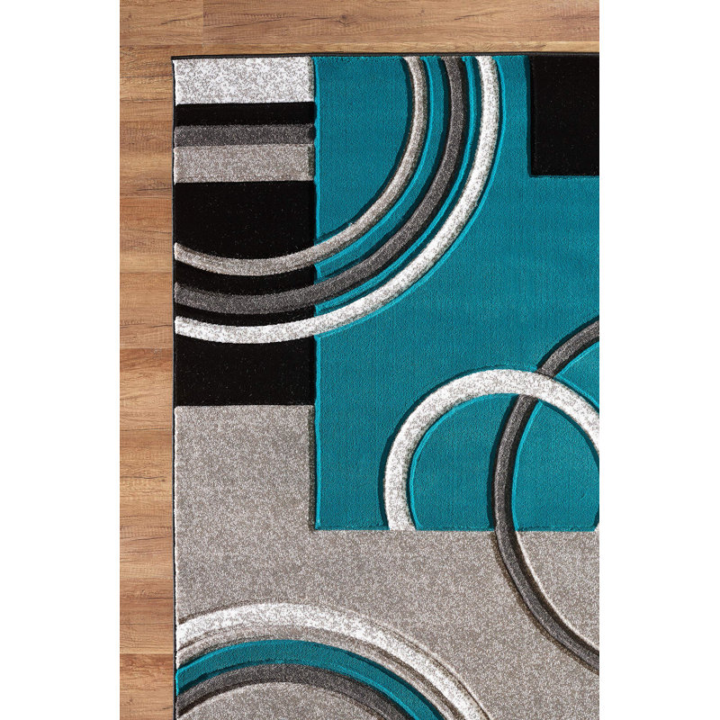 GLORYRUGS Modern Soft Hand-Carved AreaRug withFluffyTexture for IndoorLiving Room (Turquoise), Rectangle 2'3.6" x 7'
