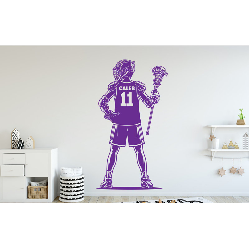 Décalcomanie murale personnalisée "Lacrosse", décoration de chambre d'enfant
 306DRE, 42 po x 75 po, Doré métallique
