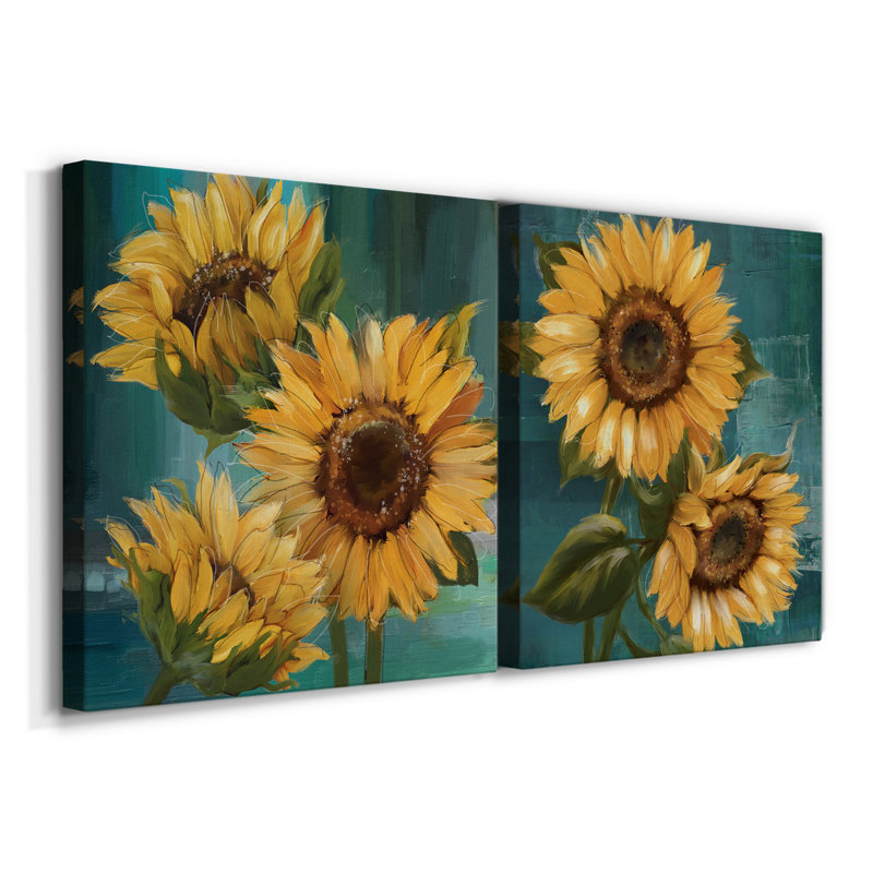 " Sunflower I " 2 - Pieces, 10" H x 10" W x 1" D