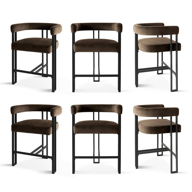 Tabouret de bar 24 po avec accoudoirs 24 po (ensemble de 6), Brun chocolat