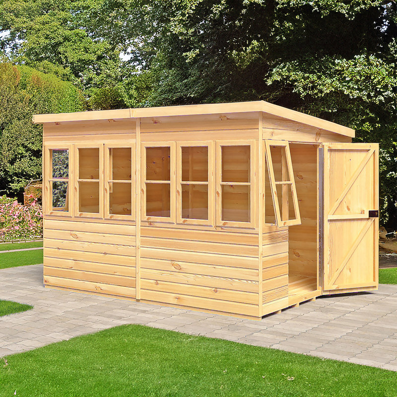 Sun 10 ft. W x 6 ft. D Shiplap Pent Wooden Shed, No