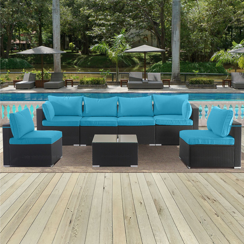 Outdoor Cushions For Patio Furniture Replacement, Patio Furniture Cushions, Deep Seat Patio Cushions For 6-Seat Wicker Sectional, Deep Seat Cushions With Non-Slip Design For Outdoor Sectional