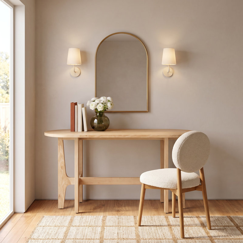 Peach Oval Solid Wood Solid Wood Writing Desk