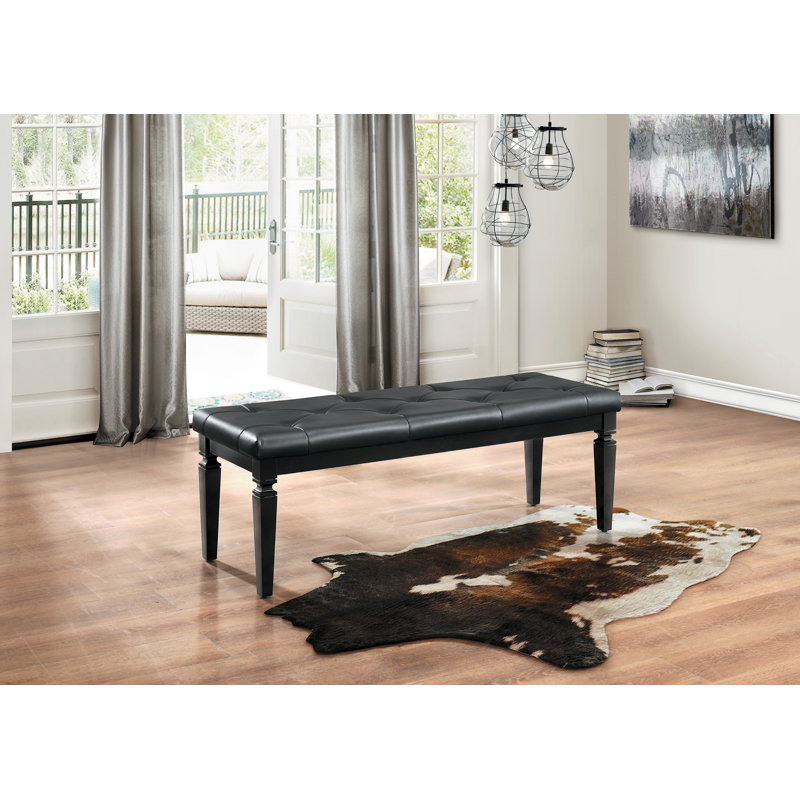 Waldon Faux Leather Upholstered Bench, Black
