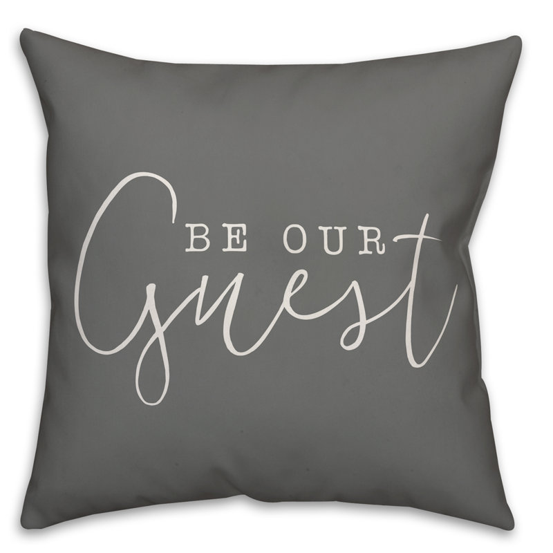 Textual Outdoor Throw Pillow, 18" H x 18" W, Gray/White