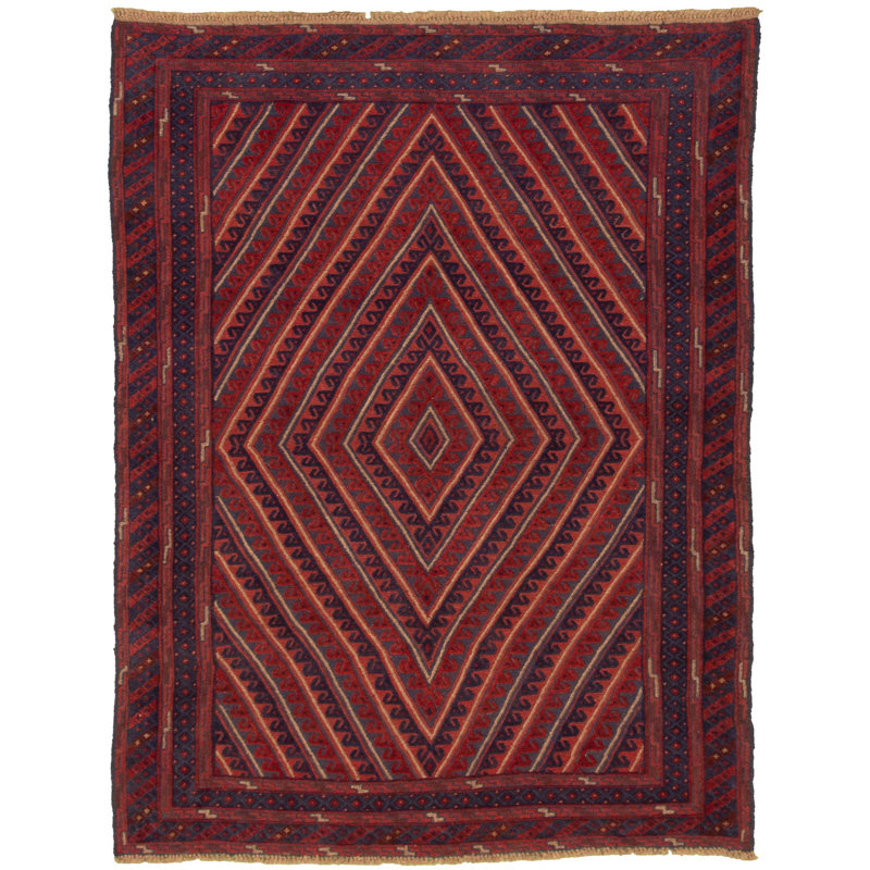 Tapis de zone one-of-kind-noué la 2010 rouge tadjik 4 pi 10 po x 6 pi, en laine 4 po Westbrooke