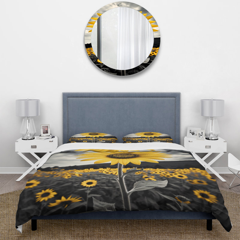 Ensemble de housse de couette en microfibre / polyester jaune et jaune, Housse de couette pour très grand lit et 2 très