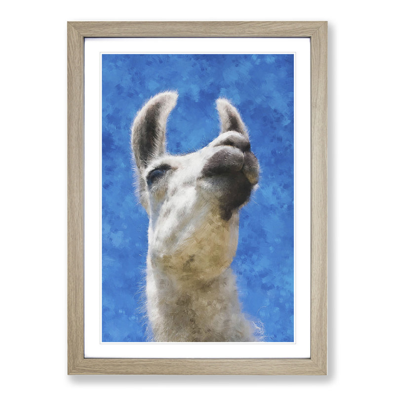 White Camel Painting - Picture Frame Graphic Art, 48cm H x 36cm W x 2cm D, Oak