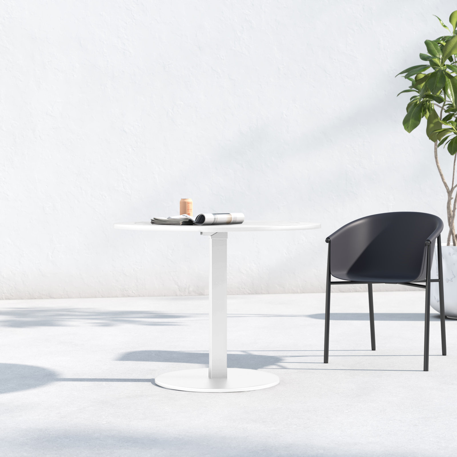 Sunset 30 " Patio Dining Table, White, 30" H x 35" L x 35" D
