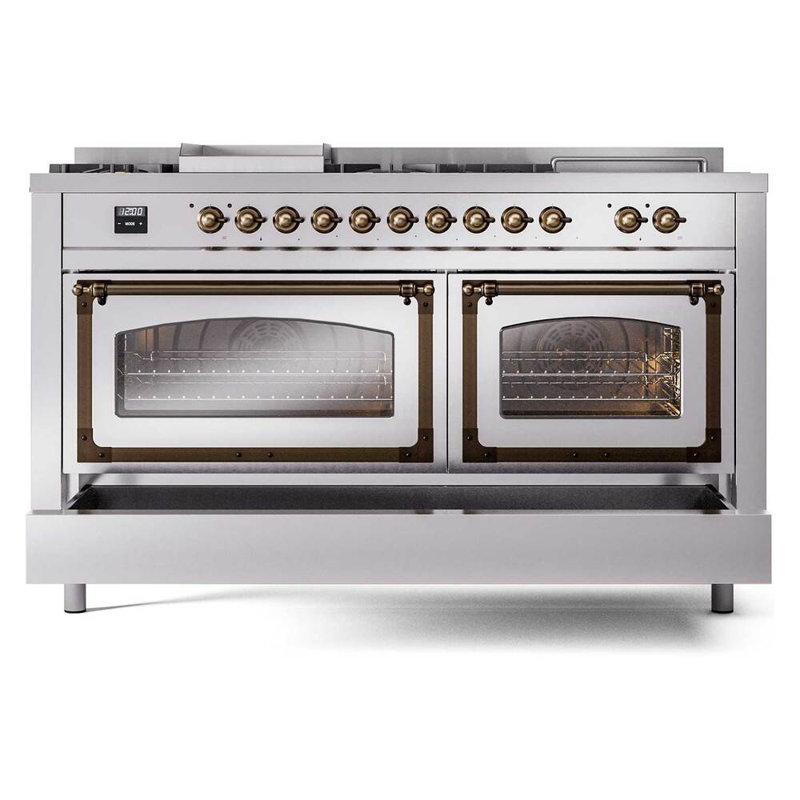 ILVE Nostalgie II Noblesse 60 po à 2 brûleurs, plaque chauffante, plaque de cuisson française, Acier inoxydable / bruni