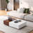 Modern Style Coffee Table With Two Storages In Rectangular Marble Storage Spaces Walnut Design