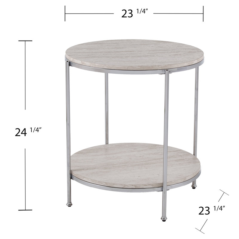 Stamper Top End Table with Storage, Chrome