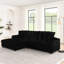 Canapé-lit rembourré en velours noir avec 3 options de sièges, conception convertible, siège confortable et durable, structure en bois franc, coussins amovibles-1529950040